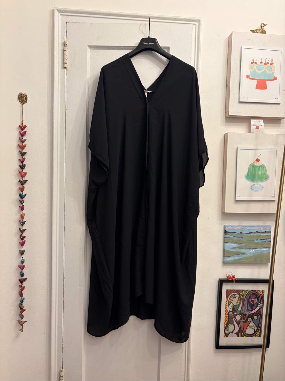 Black Women’s V-Neck Kaftan Dress - Minimal Chic
